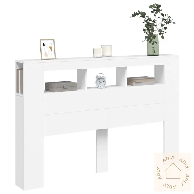 Sengegavl Med Led Hvit 160X18,5X103,5 Cm Konstruert Tre