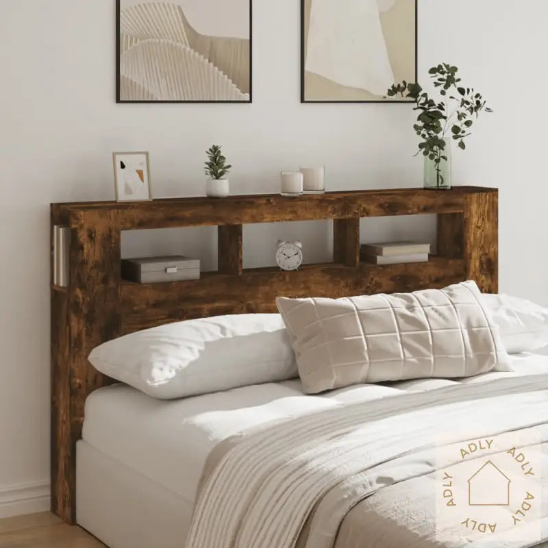 Sengegavl Med Led Røkt Eik 180X18,5X103,5 Cm Konstruert Tre