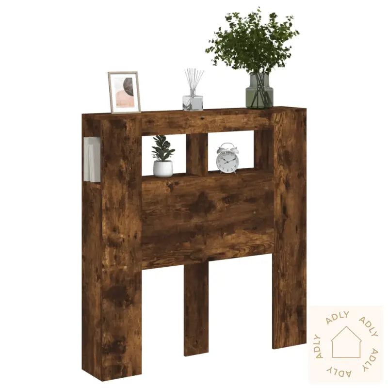 Sengegavl Med Led Røkt Eik 100X18,5X103,5 Cm Konstruert Tre