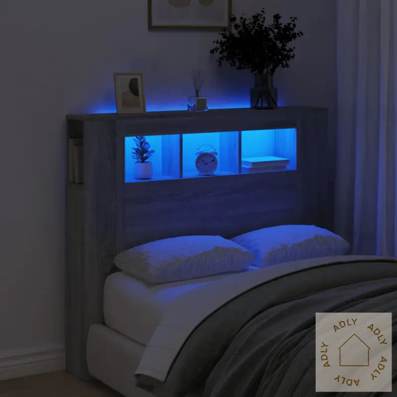 Sengegavl Med Led Grå Sonoma 120X18,5X103,5 Cm Konstruert Tre