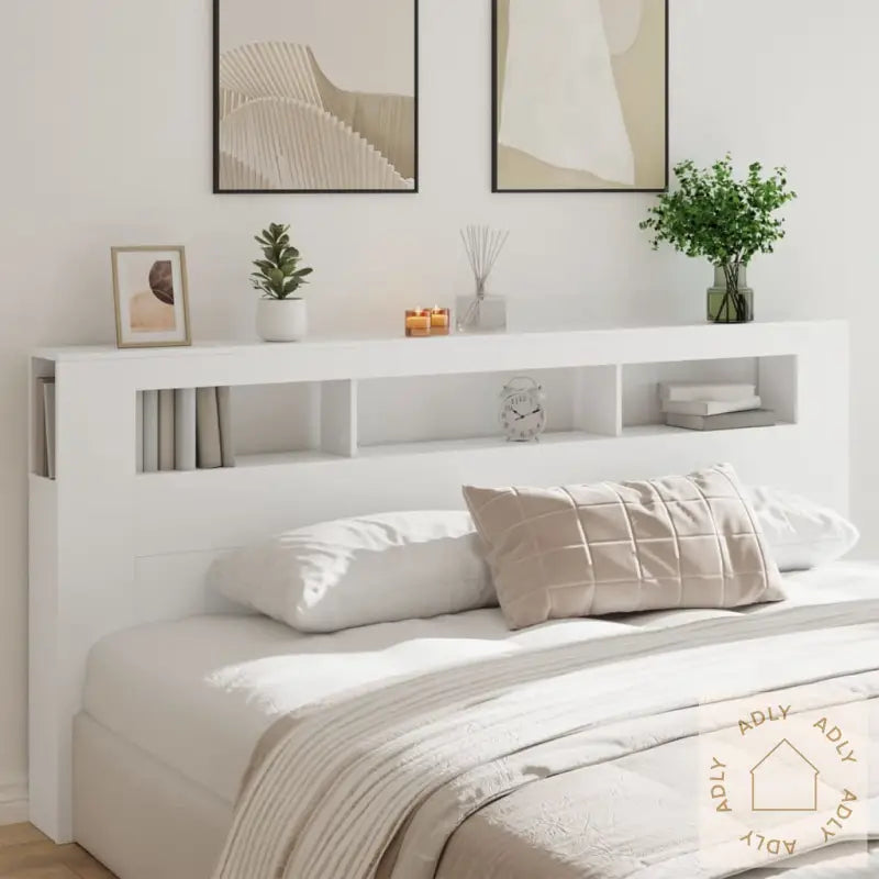 Sengegavl Med Led Hvit 220X18,5X103,5 Cm Konstruert Tre