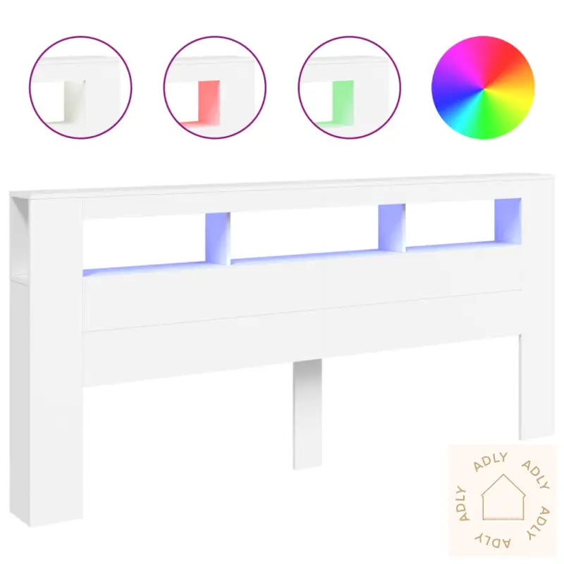 Sengegavl Med Led Hvit 220X18,5X103,5 Cm Konstruert Tre