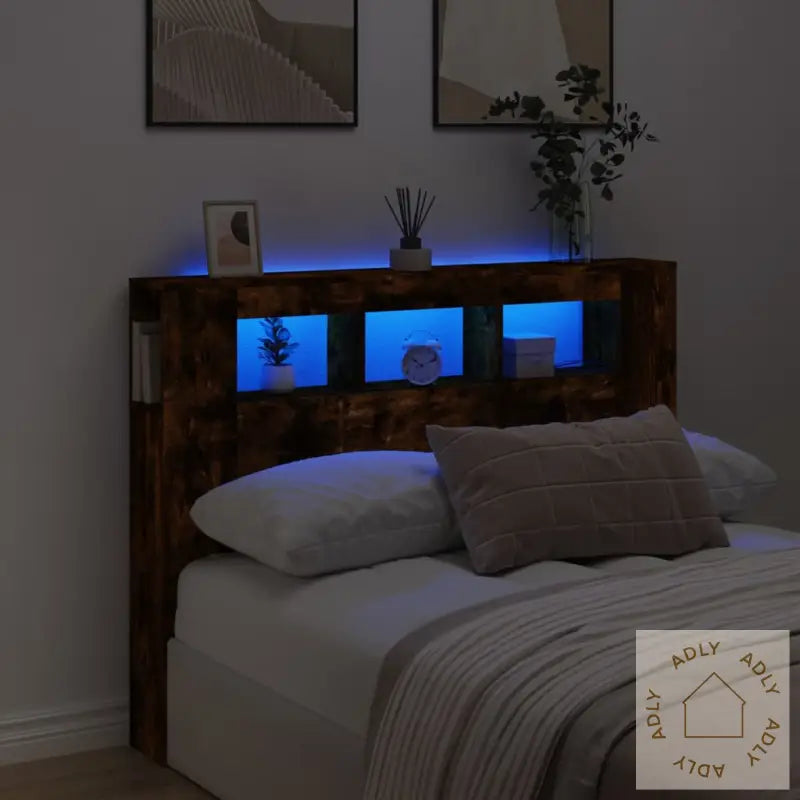 Sengegavl Med Led Røkt Eik 140X18,5X103,5 Cm Konstruert Tre
