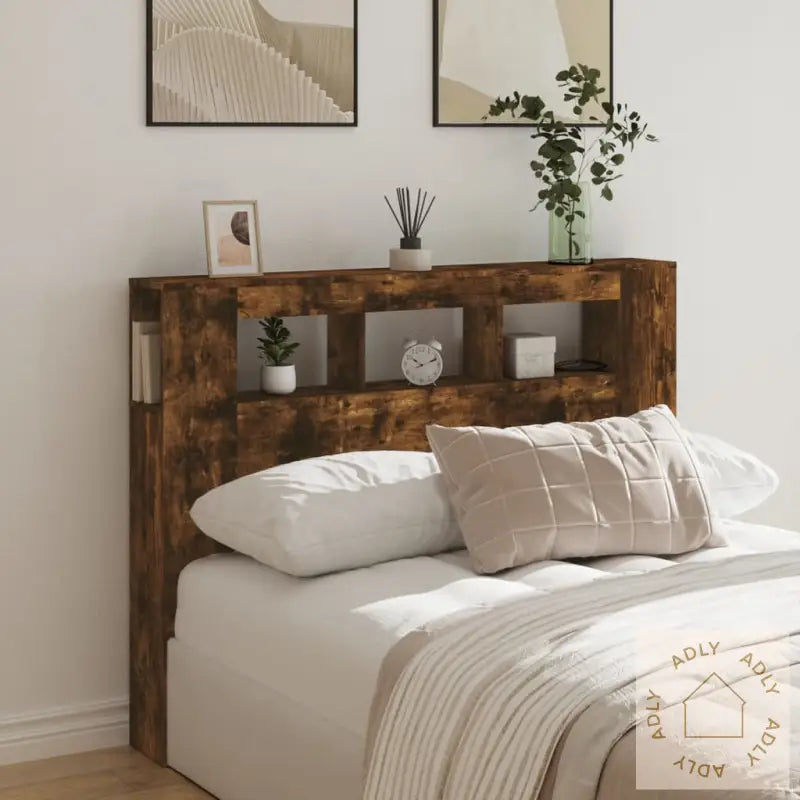 Sengegavl Med Led Røkt Eik 140X18,5X103,5 Cm Konstruert Tre