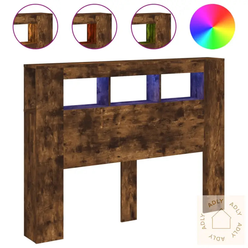 Sengegavl Med Led Røkt Eik 140X18,5X103,5 Cm Konstruert Tre
