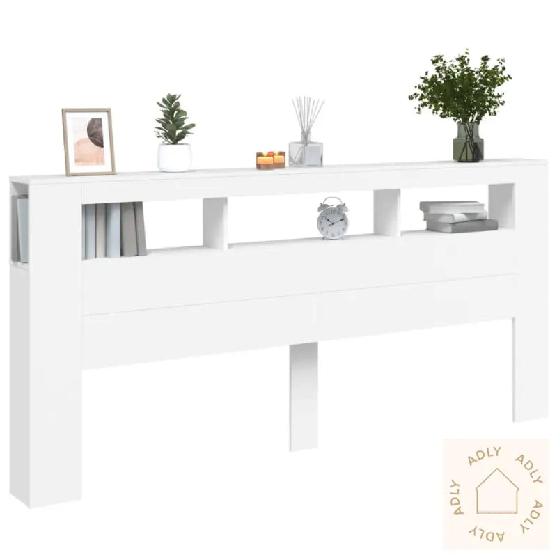Sengegavl Med Led Hvit 220X18,5X103,5 Cm Konstruert Tre