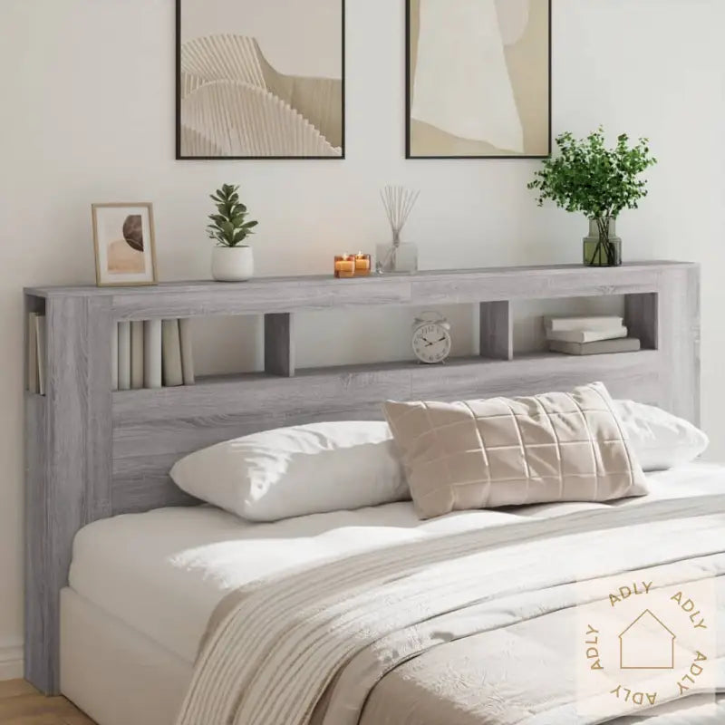Sengegavl Med Led Grå Sonoma 220X18,5X103,5 Cm Konstruert Tre