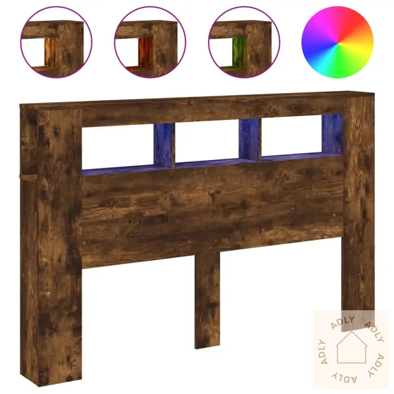 Sengegavl Med Led Røkt Eik 160X18,5X103,5 Cm Konstruert Tre