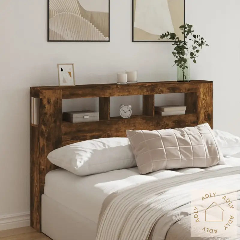 Sengegavl Med Led Røkt Eik 160X18,5X103,5 Cm Konstruert Tre