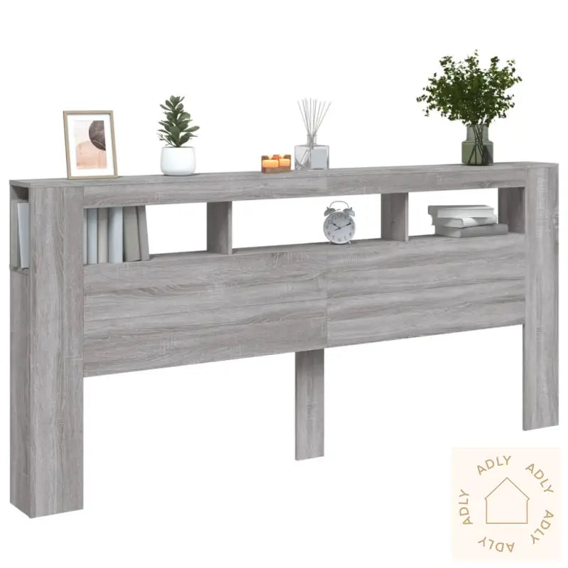Sengegavl Med Led Grå Sonoma 220X18,5X103,5 Cm Konstruert Tre