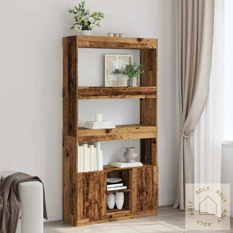Highboard Gammelt Tre 92X33X180 Cm Konstruert Tre