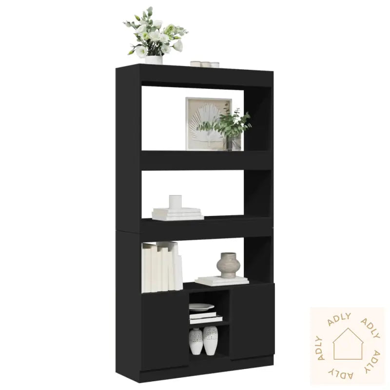 Highboard Svart 92X33X180 Cm Konstruert Tre