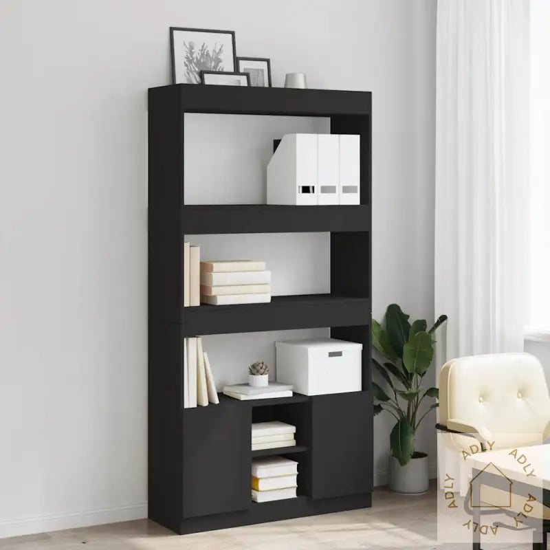Highboard Svart 92X33X180 Cm Konstruert Tre