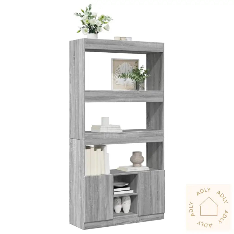 Highboard Grå Sonoma 92X33X180 Cm Konstruert Tre