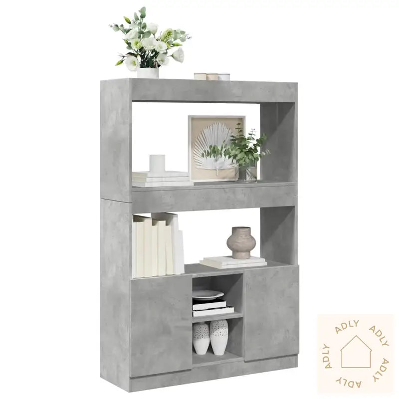 Highboard Betonggrå 92X33X140 Cm Konstruert Tre