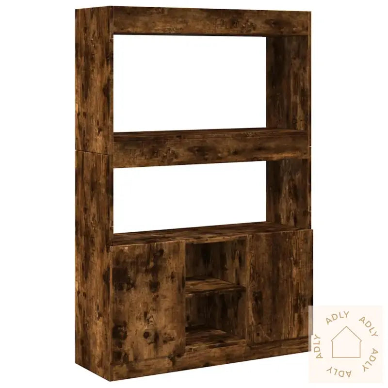 Highboard Røkt Eik 92X33X140 Cm Konstruert Tre