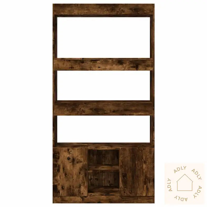 Highboard Røkt Eik 92X33X180 Cm Konstruert Tre