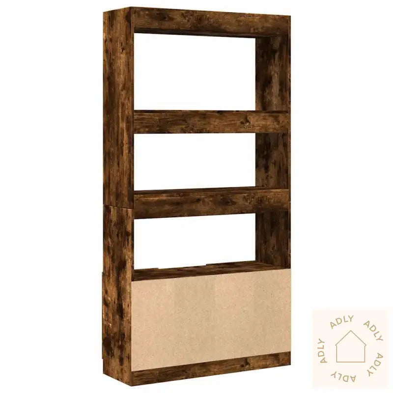 Highboard Røkt Eik 92X33X180 Cm Konstruert Tre