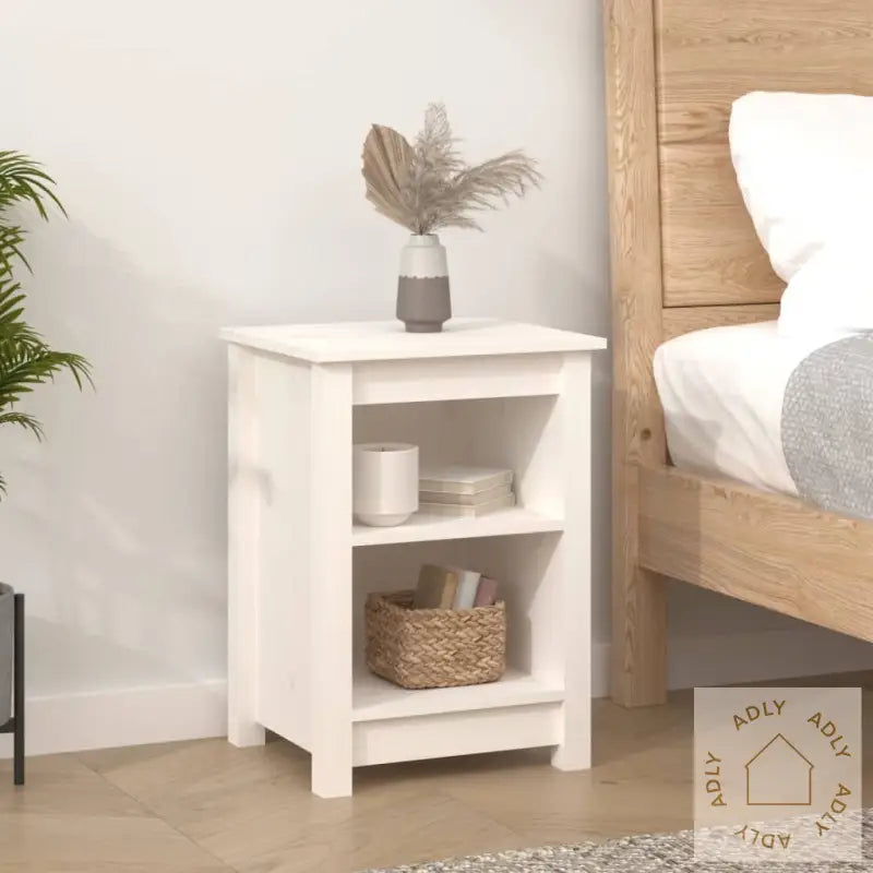 Nattbord 2 Stk Hvit 40X35X55 Cm Heltre Furu
