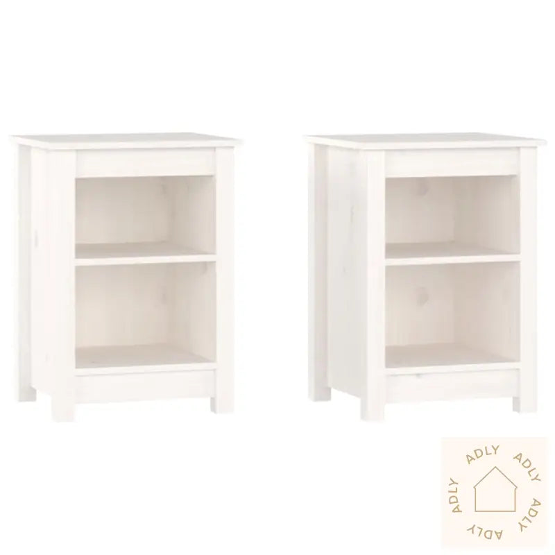 Nattbord 2 Stk Hvit 40X35X55 Cm Heltre Furu