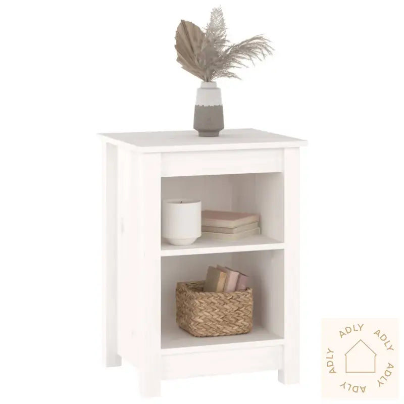 Nattbord 2 Stk Hvit 40X35X55 Cm Heltre Furu