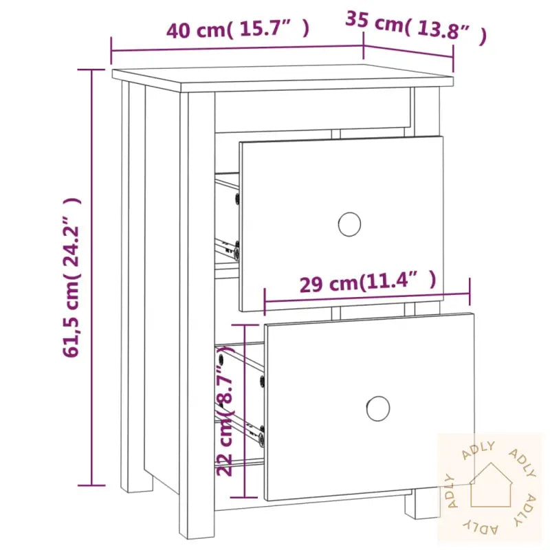 Nattbord Svart 40X35X61,5 Cm Heltre Furu