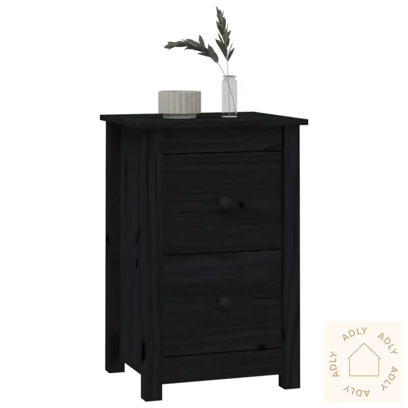 Nattbord Svart 40X35X61,5 Cm Heltre Furu