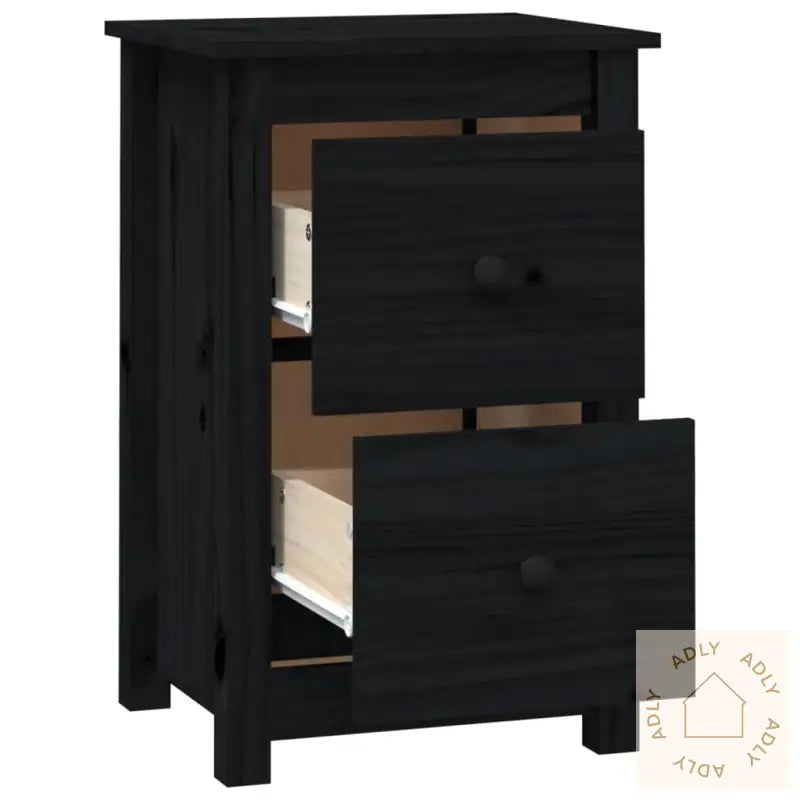 Nattbord Svart 40X35X61,5 Cm Heltre Furu