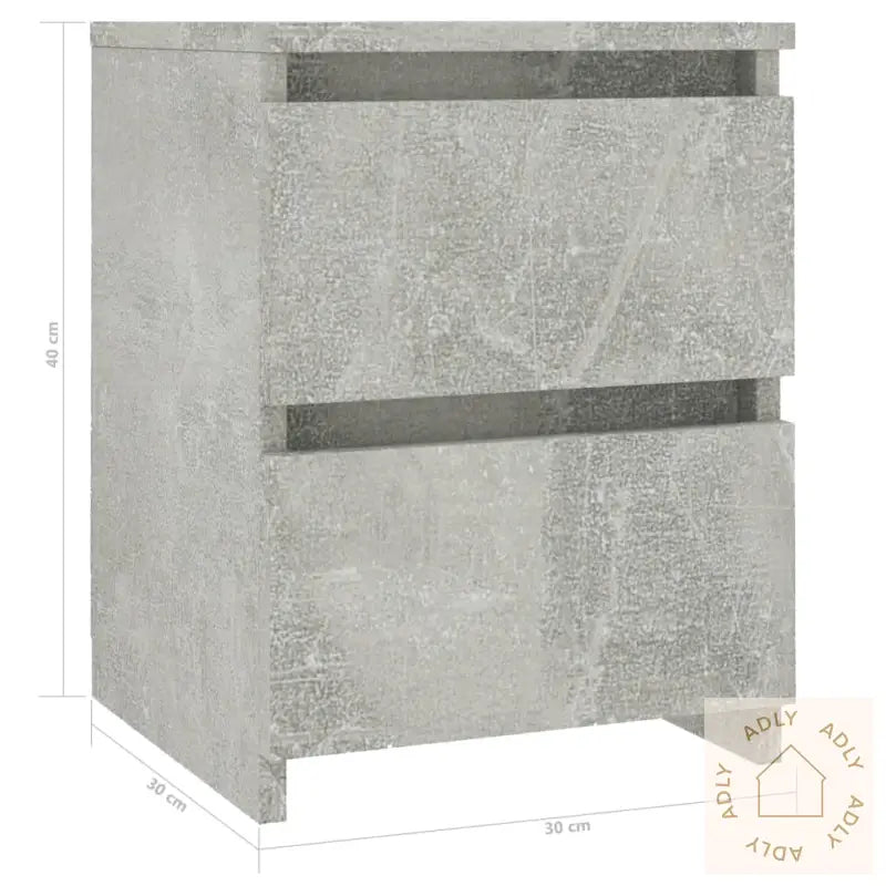 Nattbord 2 Stk Betonggrå 30X30X40 Cm Konstruert Tre