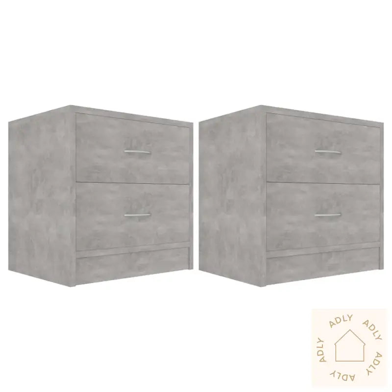Nattbord 2 Stk Betonggrå 40X30X40 Cm Konstruert Tre