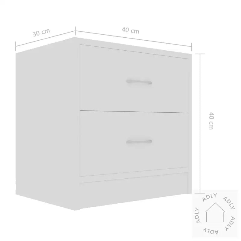 Nattbord 2 Stk Hvit 40X30X40 Cm Konstruert Tre