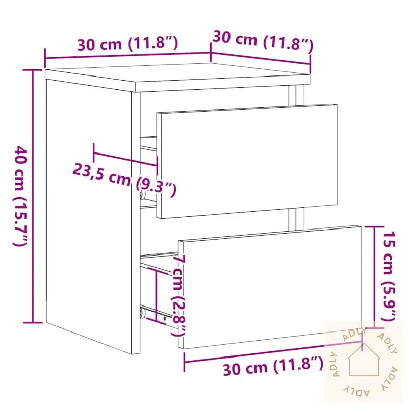 Nattbord 2 Stk Svart 30X30X40 Cm Konstruert Tre