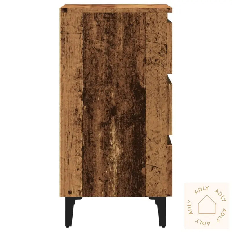 Nattbord Med Metallben Gammelt Tre 40X35X69 Cm