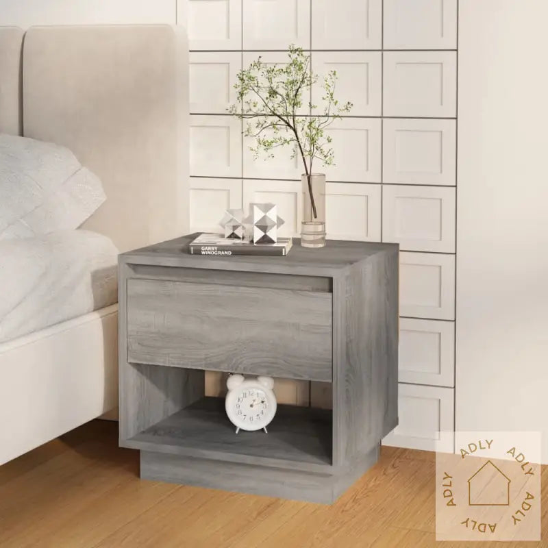 Nattbord 2 Stk Grå Sonoma Eik 45X34X44 Cm Konstruert Tre