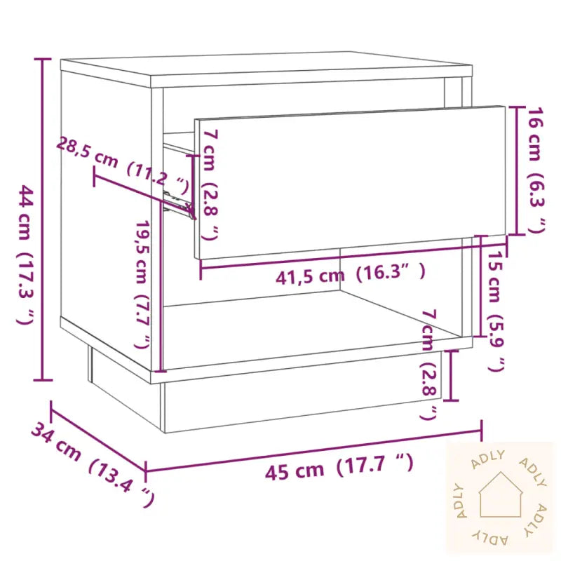Nattbord 2 Stk Hvit 45X34X44 Cm Konstruert Tre