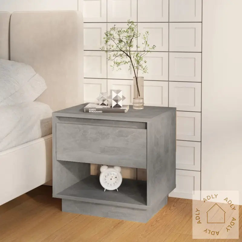 Nattbord 2 Stk Betonggrå 45X34X44 Cm Konstruert Tre