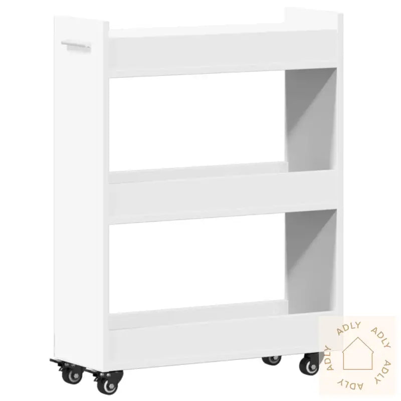 Sidebord Med Hjul Hvit 60X22X79 Cm Konstruert Tre