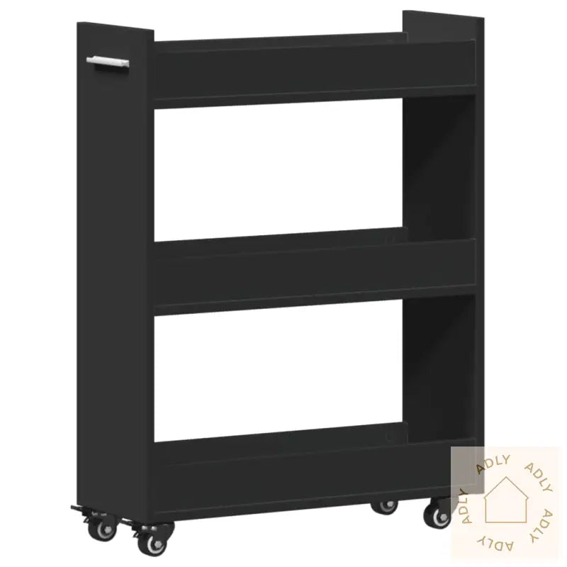 Sidebord Med Hjul Svart 60X22X79 Cm Konstruert Tre