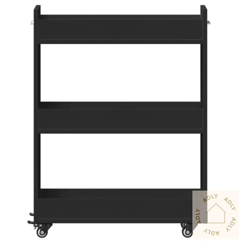 Sidebord Med Hjul Svart 60X22X79 Cm Konstruert Tre