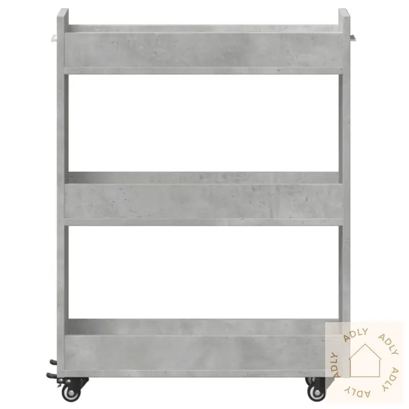 Sidebord Med Hjul Betonggrå 60X22X79 Cm Konstruert Tre