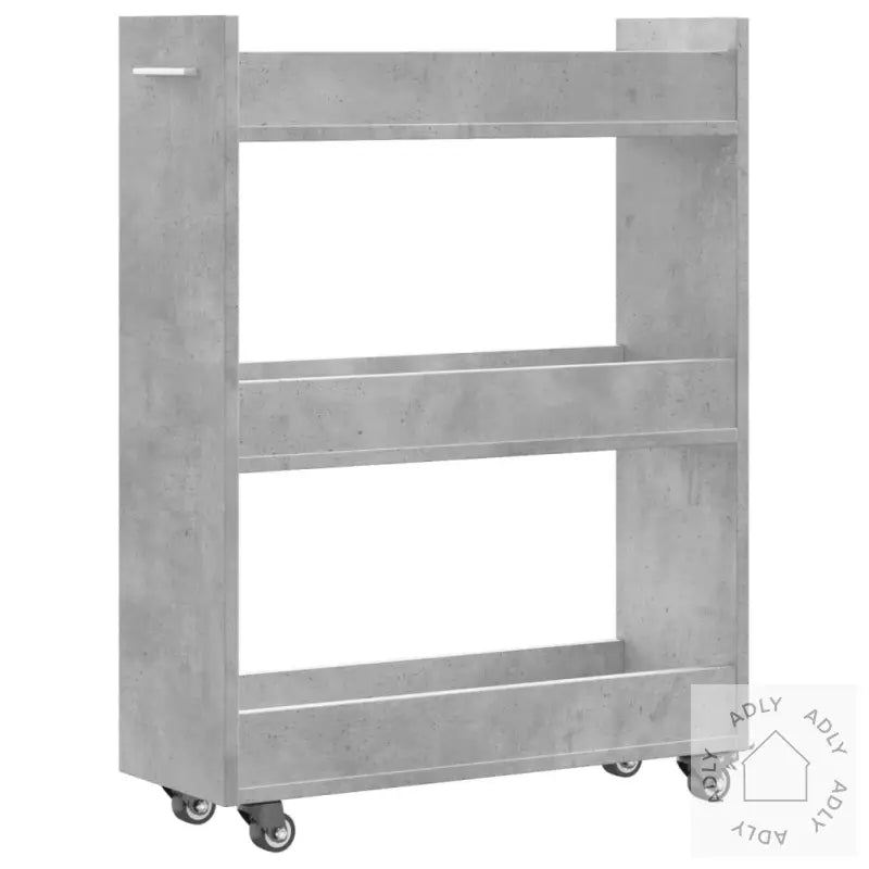 Sidebord Med Hjul Betonggrå 60X22X79 Cm Konstruert Tre