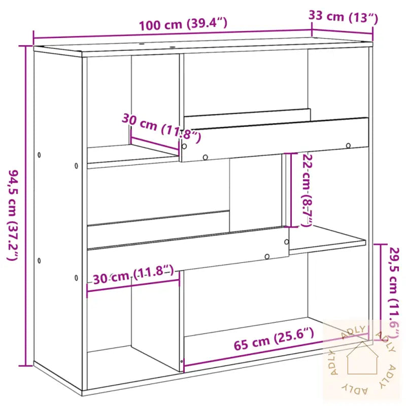 Romdeler Betonggrå 100X33X94,5 Cm Konstruert Tre