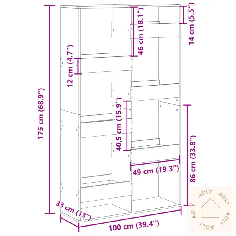 Romdeler Røkt Eik 100X33X175 Cm Konstruert Tre