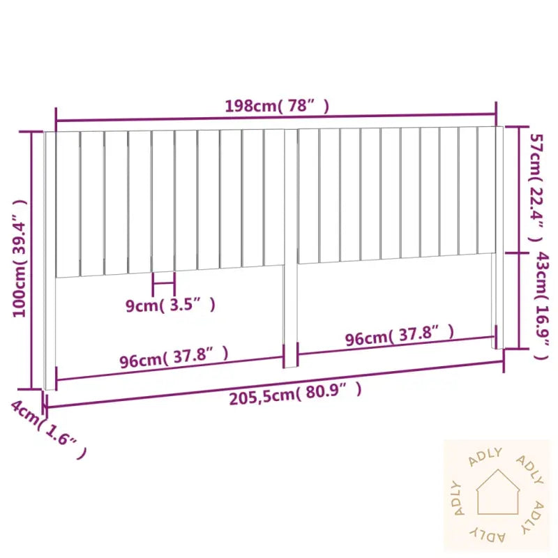 Sengegavl Svart 205,5X4X100 Cm Heltre Furu