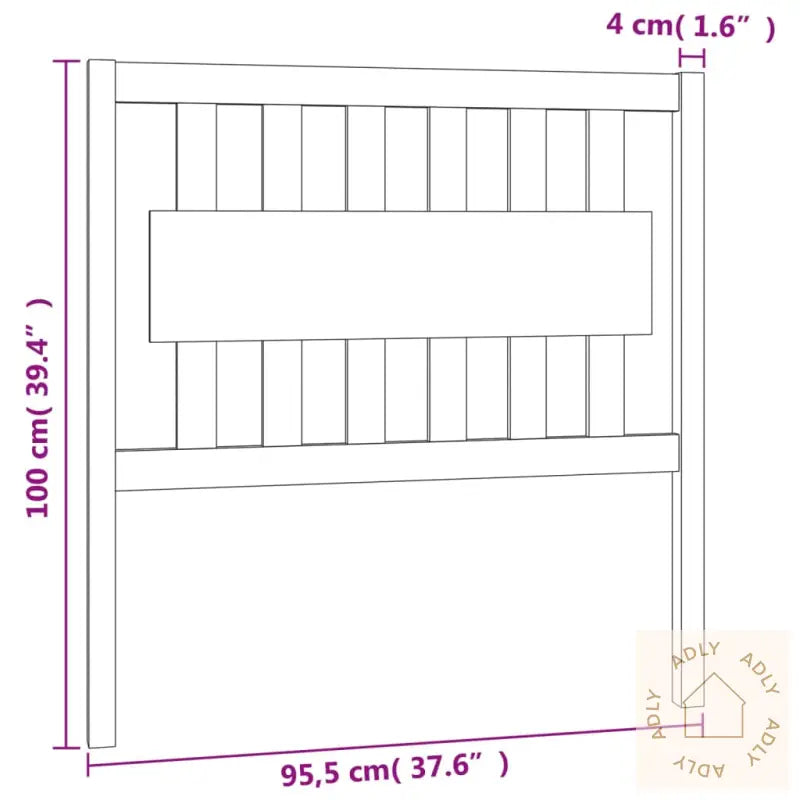 Sengegavl Svart 95,5X4X100 Cm Heltre Furu