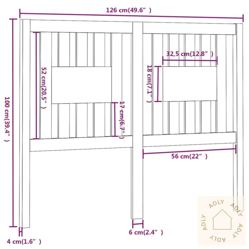 Sengegavl Hvit 126X4X100 Cm Heltre Furu