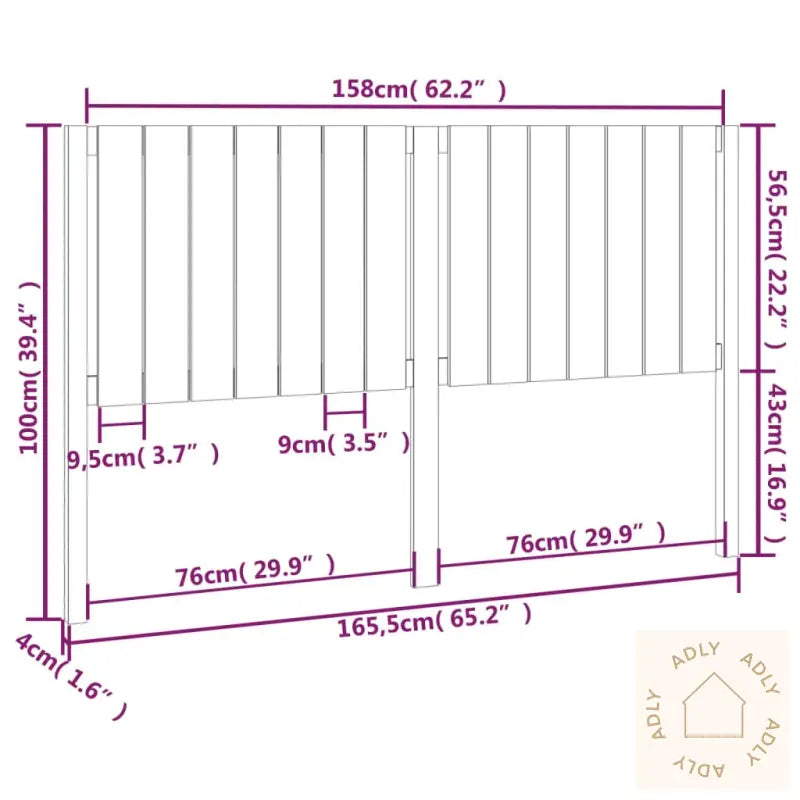Sengegavl Hvit 165,5X4X100 Cm Heltre Furu