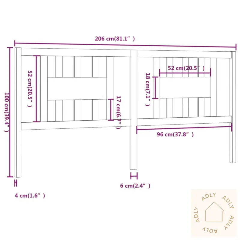 Sengegavl Svart 206X4X100 Cm Heltre Furu