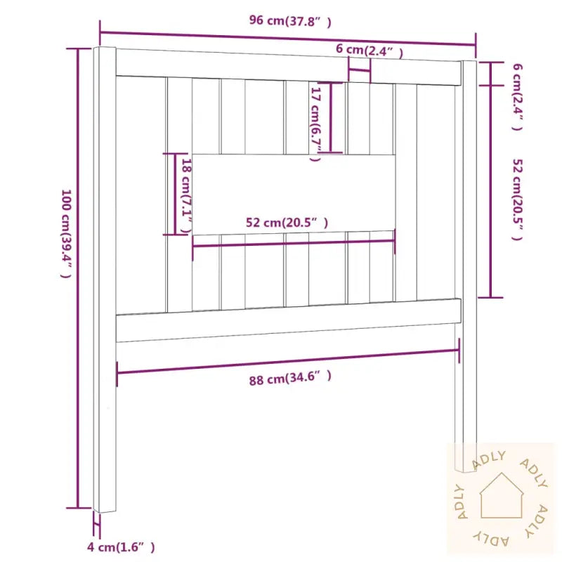 Sengegavl Svart 96X4X100 Cm Heltre Furu
