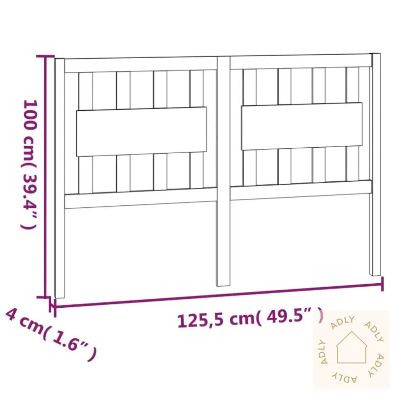 Sengegavl Svart 125,5X4X100 Cm Heltre Furu